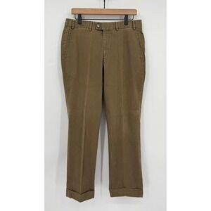 Hiltl Pants Mens 34x30 Brown Ultimate Trouser Cotton Stretch Cuffed Soft